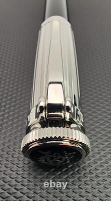 RARE STYLO À BILLE DUNHILL SENTRYMAN CHASSIS NOIR ET ARGENT NWE2613 NEUF AVEC BOÎTE