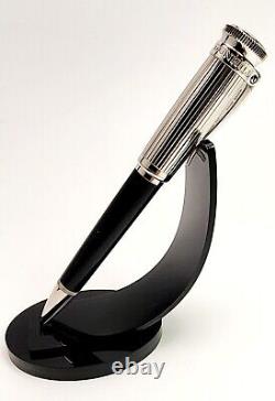 RARE STYLO À BILLE DUNHILL SENTRYMAN CHASSIS NOIR ET ARGENT NWE2613 NEUF AVEC BOÎTE