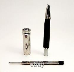 RARE STYLO À BILLE DUNHILL SENTRYMAN CHASSIS NOIR ET ARGENT NWE2613 NEUF AVEC BOÎTE