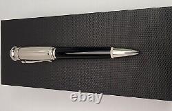 RARE STYLO À BILLE DUNHILL SENTRYMAN CHASSIS NOIR ET ARGENT NWE2613 NEUF AVEC BOÎTE
