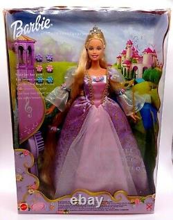 Rare 2001 Barbie Rapunzel Poupée, Brosse Musicale, Cheveux Croissants New In Box