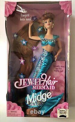 Rare Barbie 1995 Mattel Bijoux Cheveux Sirène 14589 Midge Doll Nrfb Certaines Boîtes D'usure