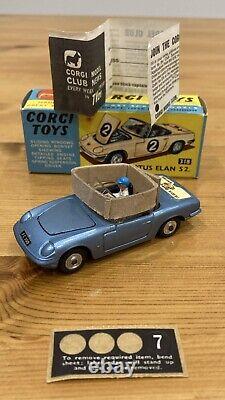 Rare Corgi Toys Lotus Elan S2 318 Nouveau En Boîte