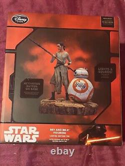 Rare Disney Store Rey & BB-8 Figure Statue Édition Limitée 700 Nouvelle Boîte Lumineuse