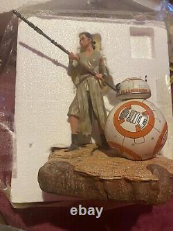 Rare Disney Store Rey & BB-8 Figure Statue Édition Limitée 700 Nouvelle Boîte Lumineuse