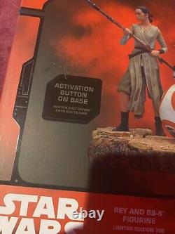 Rare Disney Store Rey & BB-8 Figure Statue Édition Limitée 700 Nouvelle Boîte Lumineuse