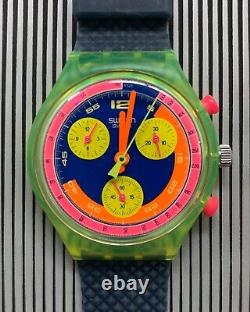 Rare Neon Swatch Originals Chrono Scj101 Grand Prix Nos With Box And Papers 1992