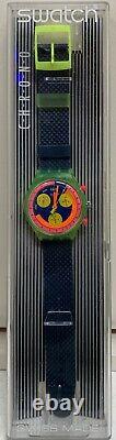 Rare Neon Swatch Originals Chrono Scj101 Grand Prix Nos With Box And Papers 1992