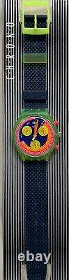 Rare Neon Swatch Originals Chrono Scj101 Grand Prix Nos With Box And Papers 1992