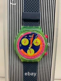 Rare Neon Swatch Originals Chrono Scj101 Grand Prix Nos With Box And Papers 1992