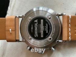 Rare Nouveau Chronographe De Contraste Suisse/américain Mens Shinola Watch 47mm Wood Box $1200