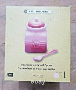Rare Rose Pink- Le Creuset En Grès Berry/jam Jar & Silicone Spreader-new Boxed