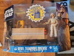 Rare Speeder de Transport Rebelle Star Wars et Figurine de l'Équipe au Sol, Neuf dans sa Boîte