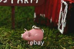 Rare Tiffany & Co. Sterling Argent Rose Émail Farm Pig Pendentif De Charme Boxed