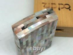 Rare! Zippo Full Striped Mother Of Pearl Gilbert Vnel Shell Case Lighter W Box
