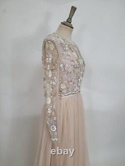 Robe de soirée rose pailletée Needle & Thread RARE NEUF dans sa boîte #M