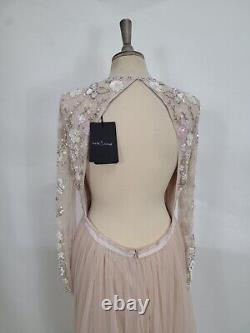 Robe de soirée rose pailletée Needle & Thread RARE NEUF dans sa boîte #M