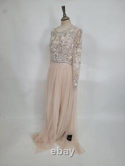 Robe de soirée rose pailletée Needle & Thread RARE NEUF dans sa boîte #M