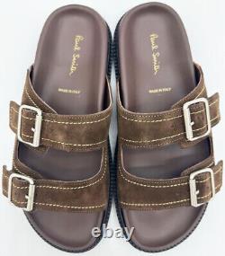 Translate this title in French: PAUL SMITH PHOENIX CHOCOLATE SUEDE SANDALS SHOES NEW BOXED RARE SzUK7 EU41 US8

PAUL SMITH SANDALES EN DAIM CHOCOLAT PHOENIX NEUVES DANS LEUR BOÎTE RARE Taille UK7 EU41 US8