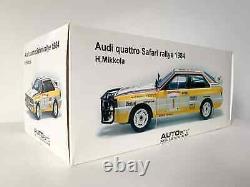 Ultra Rare 118 AUTOart 1984 Audi Quattro Safari Rally Tout Neuf Boîte Étonnante